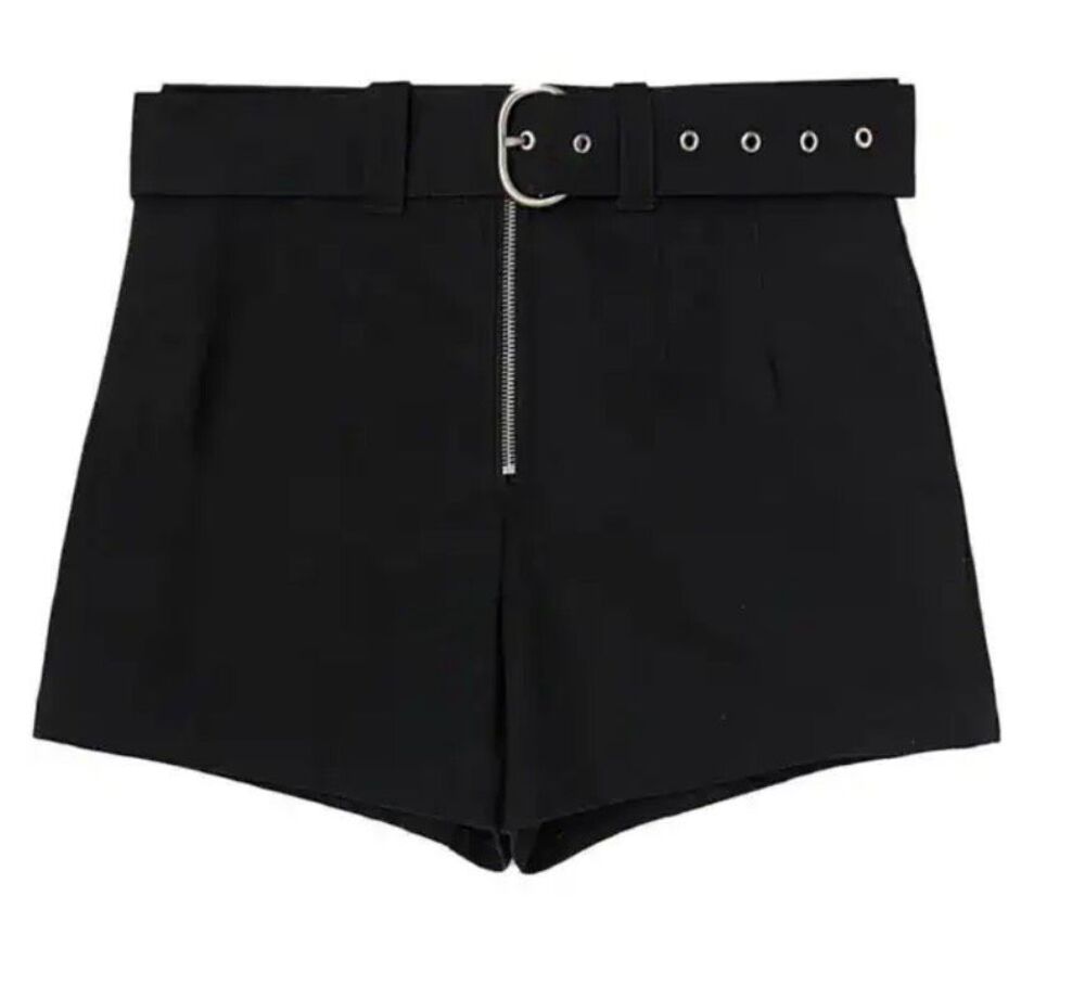 Jil Sander Belted Denim Shorts in Black NWT Size 34/ US 2